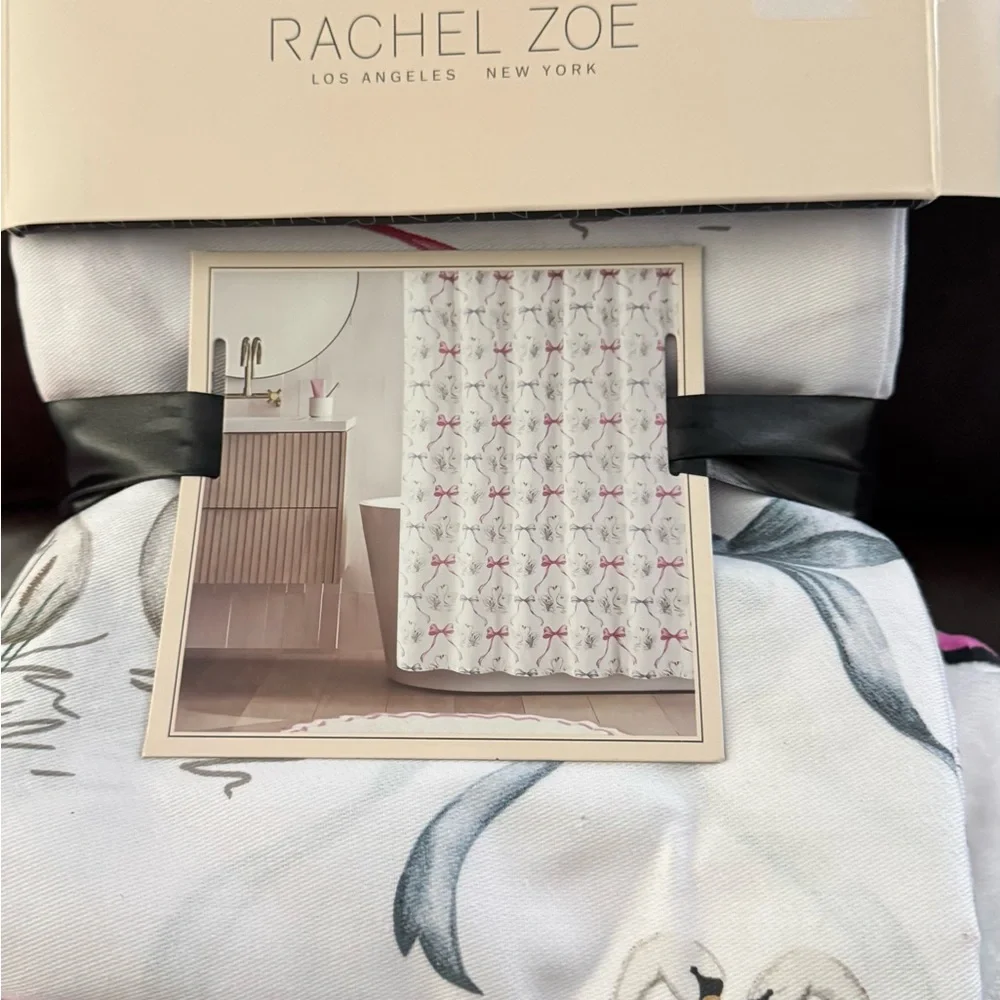 Rachel Zoe Bows & Swans Multicolor Fabric Shower Curtain 72